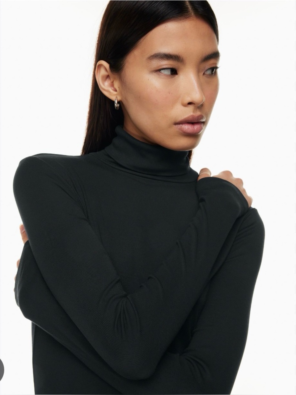 Aritzia Sunday Best Black Ribbed Long-Sleeve Top Size S